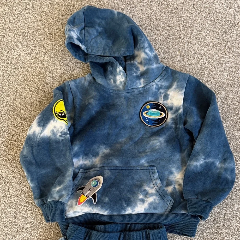 Lola + the Boys Blue Tie-Dye Space Hoodie and Joggers Set - Picture 4 of 5